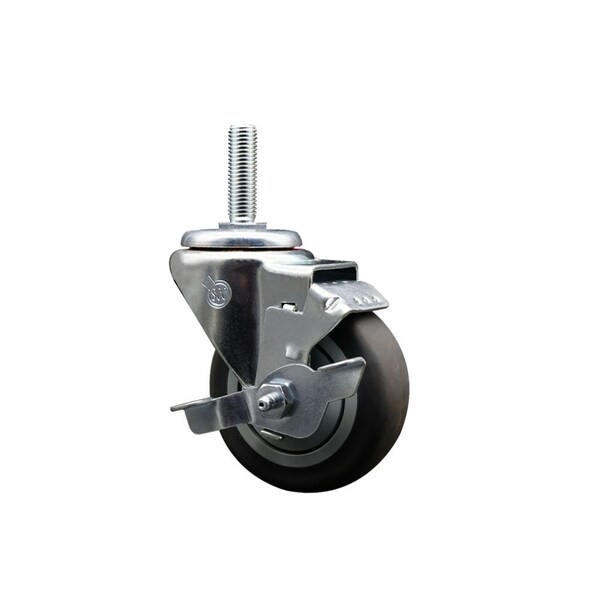 35 Inch Thermoplastic  Rubber Wheel Swivel 34 Inch Threaded Stem Caster with Brake SCC
